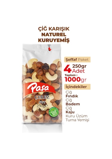 Paşa Kuruyemiş Çiğ Karışık Naturel Kuruyemiş 4 x 250 G