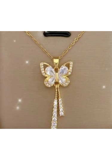 Shinefly Altın Kaplama Kelebek Püskül Kolye-sevdiklerinize Ve Kendinize En Özel Hediye Altın