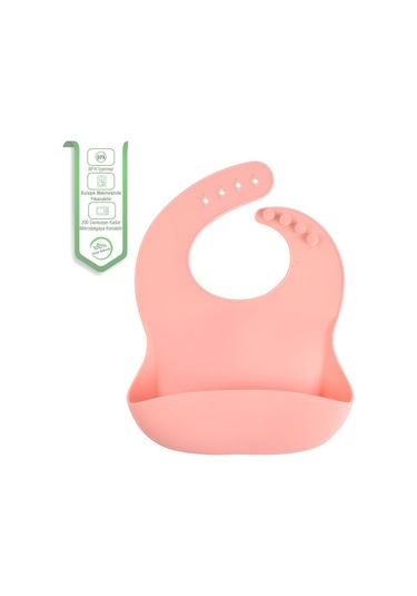 Jojobebek Çocuk Silikon Mama Önlüğü (PEMBE RENK) Pembe