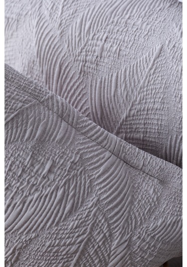 Apricitas Home Foglia Gray Çift Kişilik %100 Pamuk Nevresim Takımlı Battaniye Ve Yatak Örtüsü Seti Gri