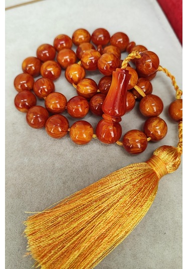 Kehribarkolik Katalin Sarı Kırmızı Hareli Küre Model Tesbih