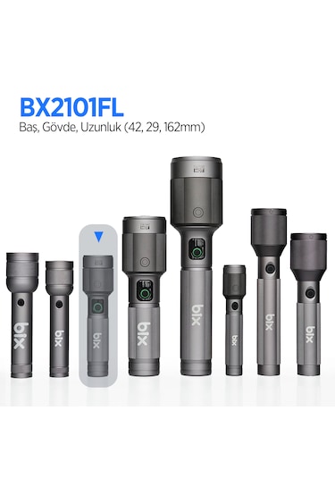 Bix Bx2101fl 30w Led 1450 Lümen Şarjlı Uzun Menzilli El Feneri Gri