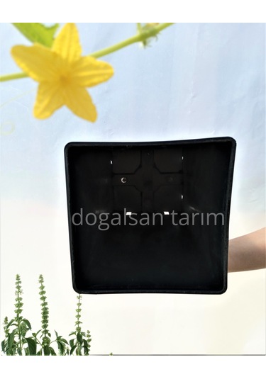 10 Adet 8 Lt Kare Üretim Saksısı Siyah Saksı Fide Saksı