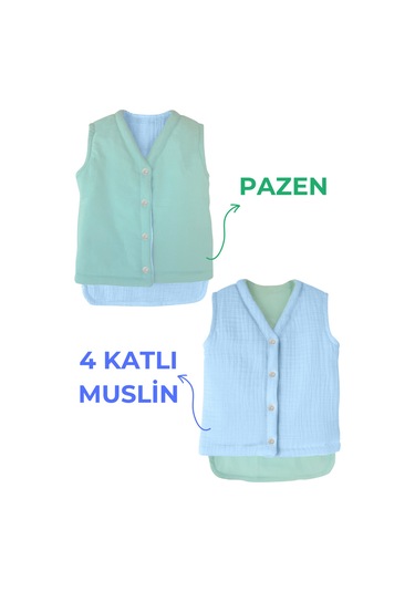 Müslin Çocuk Yelek Mavi