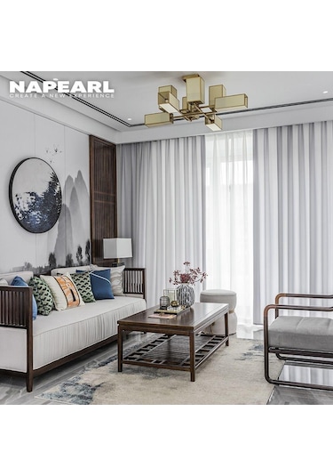 Gri 1 Adet Napearl Tül Şeffaf Düz Renk Perde Oturma Odası Için Yumuşak Modern Pencere Tül Perde W100cm X L260cm
