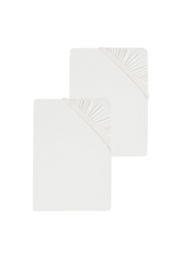 2 Adet Düz Pamuklu Çift Kişilik 200 X 200 Cm Lastikli Penye Çarşaf-beyaz Beyaz