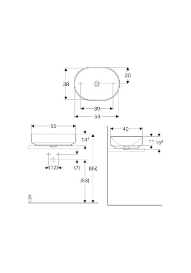 Geberit Variform Çanak Lavabo Oval 55 CM 500.774.01.2