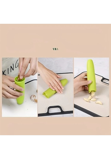 Chuangyinshop Yeşil 5 Adet Manuel Ergonomik Sarımsak Soyucu Ve Ezici Dayanıklı Silikon Mutfak Aleti