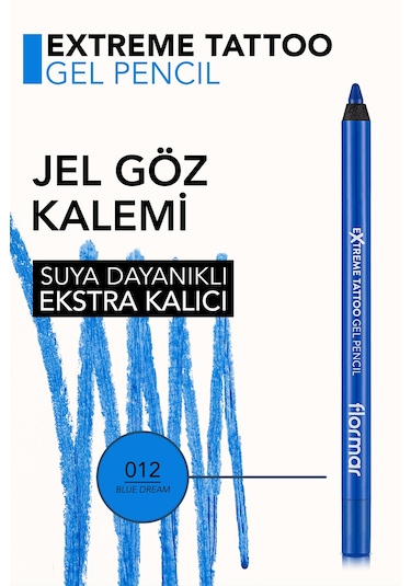 Flormar Mat Kalıcı Göz Kalemi (MAVİ) - Extreme Tattoo Gel Pencil - 012 Blue Dream - 8682536041195