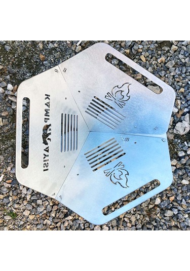 Kamp Ayısı Campytri Grill Max : Katlanabilir Izgara Mangal - 2mm Galvaniz Çelik, Taşıma Çantalı Özel Tasarım Gri