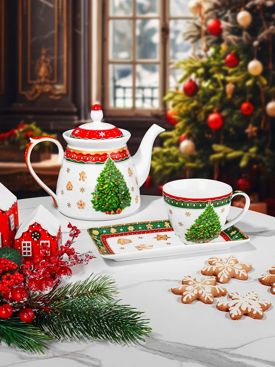 Elan Gallery 250 Ml Tatlı İçin "yılbaşı Ağacı" Fincan Ve Tabak Sete 264694160 Beyaz