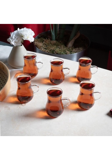 Perotti Dem 15530 Borosilikat Çay Bardağı Seti 6'lı Şeffaf