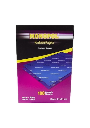 Karbon Kağıdı Monopol Karbon Kağıdı Mavi Renk 10 Adet