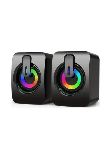 Willowhaven Siyah Rgb Mini Masaüstü Hoparlör Çift Stereo Ses Usb Port Ve Aydınlatma