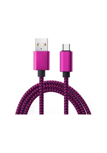 Usb Tip C Kablo Tarih Sync 2.4a Hızlı 1m 2m 3m Şarj Naylon Örgülü Tel Şarj Rose Red 2m