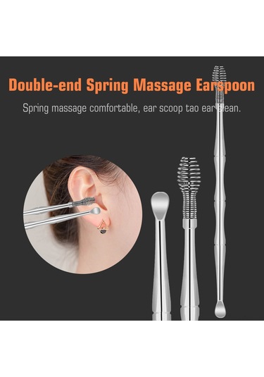 Gajeena Paslanmaz Çelik Kulak Temizleme Seti - 10 Parça Çift Uçlu Kulak Kaşığı Ve Masaj Aparatı, Gül Altını Renk Seçeneği