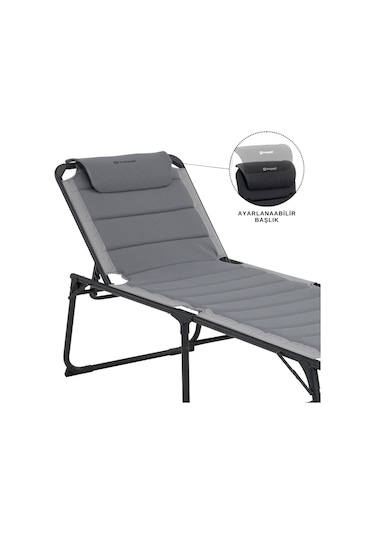 Outwell Samoa Premium Ultra Konforlu 5 Pozisyonlu Katlanır Şezlong Grey Gri