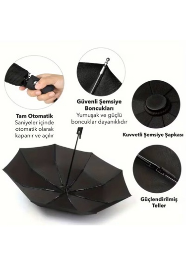 Atyticaret Mavi Kılıflı Otomatik Kompakt Şemsiye Unisex Mavi