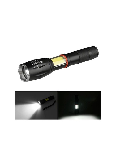 Valkyrie 8000 Lümen Cob Lambalı T6 Mıknatıslı El Feneri - 6 Mod - 500 Metre Mesafe Siyah