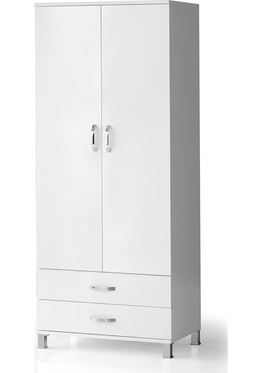 Erezogullari_Mobilya 2 Kapılı 2 Çekmeceli Gardrop Elbise Dolabı 79X46X189Cm