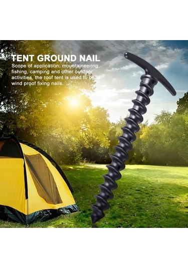5 Adet Zemin Desteği Kamp Çadır Kazıkları Çubuklar Zemin Çivileri Vidalı Spiral Çadır Kazığı Dış Mekan Siyah