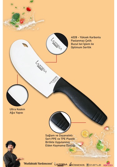 Eco Serisi Mutfak Bıçak Seti Et Ekmek Salata Börek Şef Bıçağı 3lü Siyah