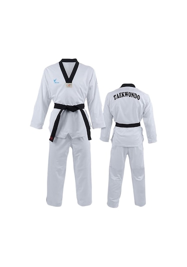 Siyah Yaka Taekwondo Elbisesi Dobok Tekvando Elbisesi Beyaz