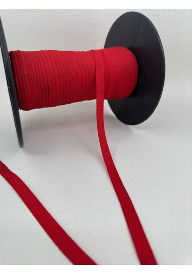 1 Cm Balıksırtı Şerit - 10 Metre - Kırmızı - Polyester