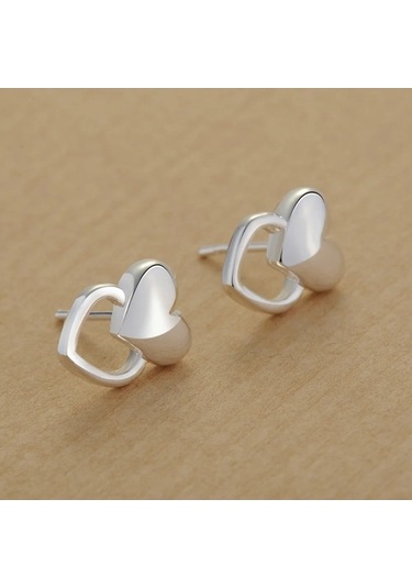 Flybuy 925 Ayar Gümüş Kalp Küpe - Zarif Kız/arkadaşı İçin - Ta Ae177, 1.50 Cm Gümüş