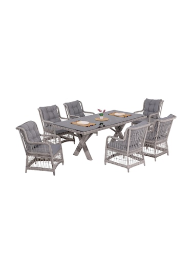 Lavida Bahçe Masa Takımı Rattan Balkon Masa Seti 100x180