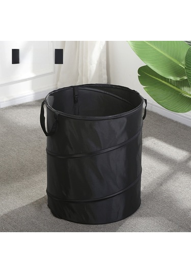 Teltree Kamp Ve Bahçe İçin Taşınabilir Çevirkli Çöp Kutusu - Siyah, 25cm Mini Boy, Tek Kollü, Yaprak Ve Atık Toplama