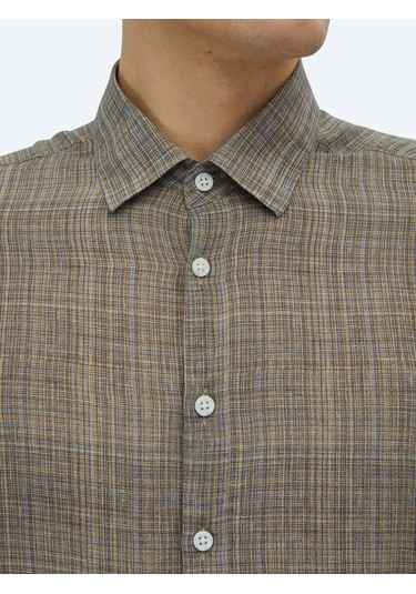 Kip Vizon Baskılı Regular Fit Dokuma Casual Gömlek Vizon