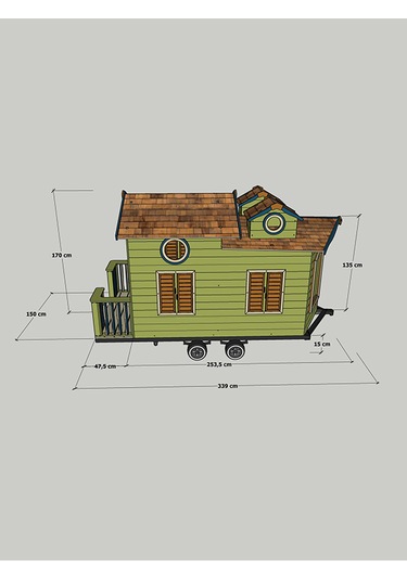 Mandu Ahşap Çocuk Tinyhouse Oyun Evi Çok Renkli