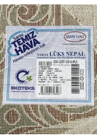 Saray Halı Lüks Nepal 12397 150x230 Vizon Kiremit Krem 4 M2 Halı