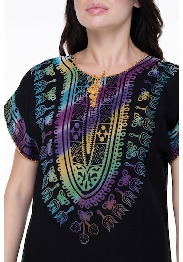 Kısa Kol Pamuk Hitit Uzun Elbise Saray Renkli Sry Rnkl-saray Renkli