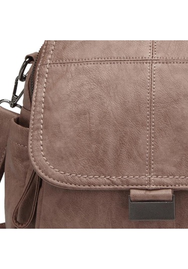 Yıkama Deri Sırt Askılı Kadın Çantası 21-k Barcelona 1908 Açık Vizon