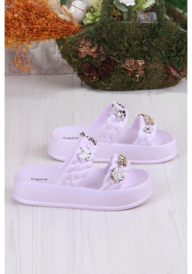 Fort Bella E423 Plaj Deniz Havuz Terliği Hafif Rahat Esnek Kız Çocuk Terlik Pudra