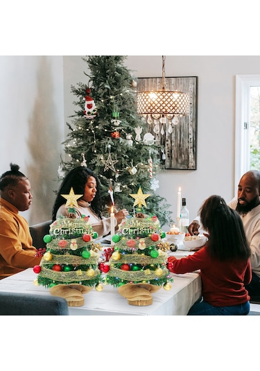 Akülü Led Dize Işıklar İle 2ft Led Masa Noel Ağacı Çok Renkli