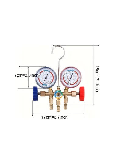 Dashanshop Ac Şarj Test Cihazı 3 Hortumlu Diagnostic Orifis Manometre R12 R22 R404a R134a Tool07