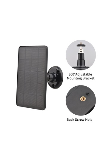 Fosenze Siyah 4w 5v Güneş Paneli, Dış Mekan Kameraları İçin Sürekli Güç Kaynağı, Mikro Usb, Su Geçirmez, Ayarlanabilir Kamera Dahil Değil