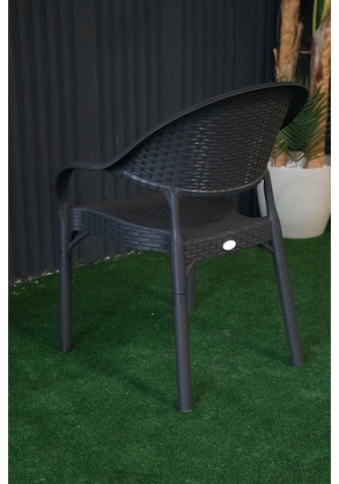 Alezy Bambu Rattan Kollu Koltuk 6 Adet Antrasit