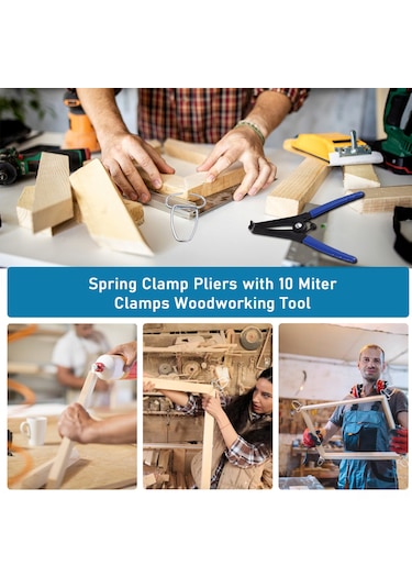10 Miter Kelepçeli Yaylı Pense, Çerçeveler, Kalıplar, Ahşap Kompozit Miter Köşeleri İçin Ahşap İşleme Aracı Miter Pense Ve Kelepçeler Mavi