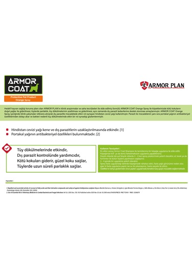 Armor Coat Köpek Bakım Spreyi Portakal Kokulu 200 ML