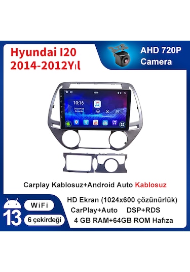 Hyundai I20 2014-2012yıl Android 4gb Ram 64gb Rom Carplay Multime
