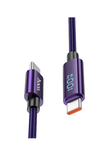Hoco. U125 1.2m Benefit Pd 100w Type-c To Type-c Şarj Data Kablosu - Mor