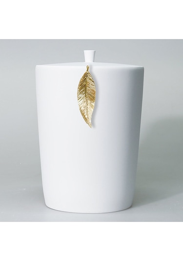 By Selim Home Leaf Polyester 5 Parça Banyo Seti Beyaz - Altın Beyaz