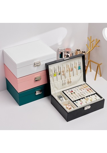 Büyük Kapasiteli Çok Katmanlı Takı Küpe Depolama Ekran Kutusu Pembe Çok Renkli