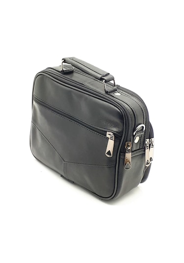 NEWİSH POLO HAKİKİ DERİ POSTACI KASALI EL OMUZ ÇANTASI YAN BÜYÜK Siyah