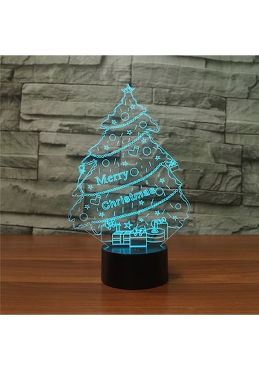 Sones Noel Ağacı Şekli 3d Renkli Led Görüş Işığı Masa Lambası, Usb Dokunmatik Versiyon Çok Renkli