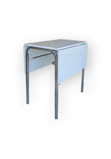 Table Plıante Katlanır Kanatlı Beyaz Masa Beyaz - Gri